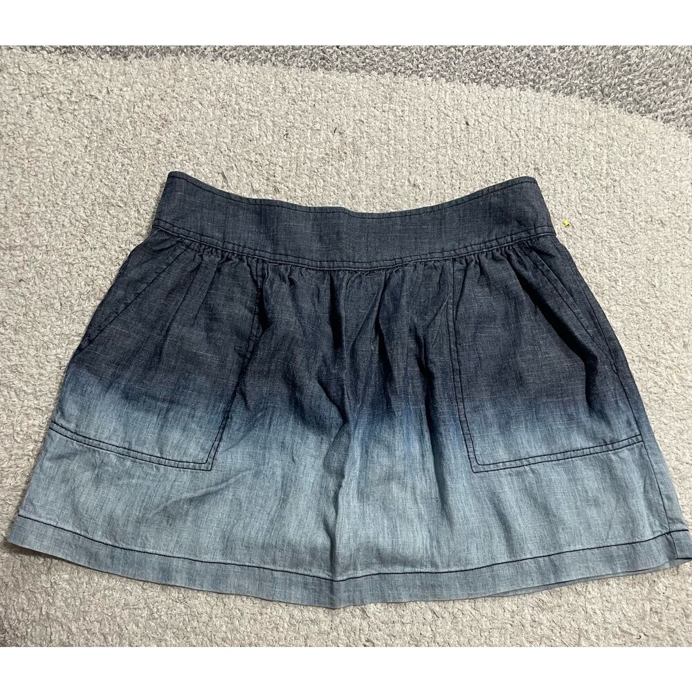 Michael Stars NEW Medium Skirt Back Zip Blue Ombre Tensel Linen Blend US Made